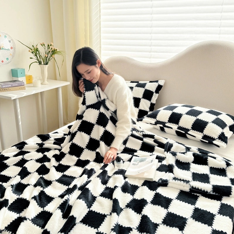 Elegant Casual Flannel Throw Blanket with Glam Lattice Pattern | Home Decor & Throw Blankets