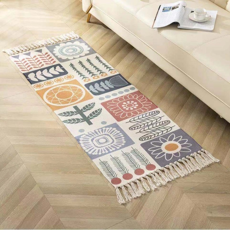 Ethnic Geometric Letter Flower Cotton Bath Mat|Home Decor & Bath Accessories
