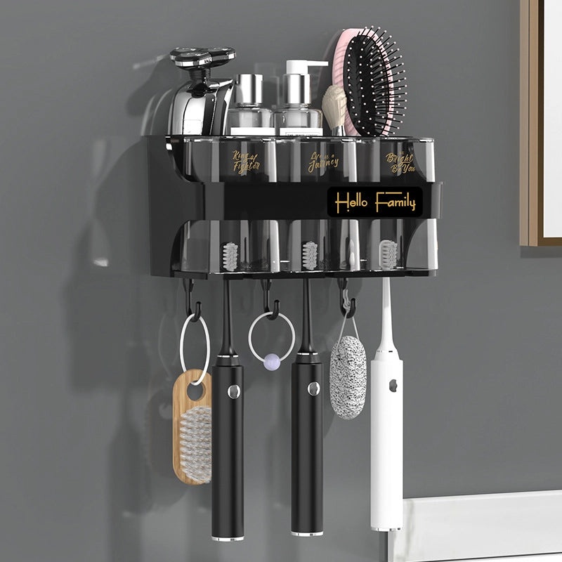 Wall-mounted Toothbrush and Gargle Cup Holder Non-drill Bathroom Storage Box | Bathroom Accessories