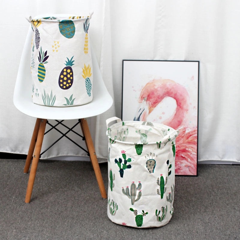 Geometric Animal Print Cotton Linen Storage Basket Minimalist Style|Home Storage & Organization