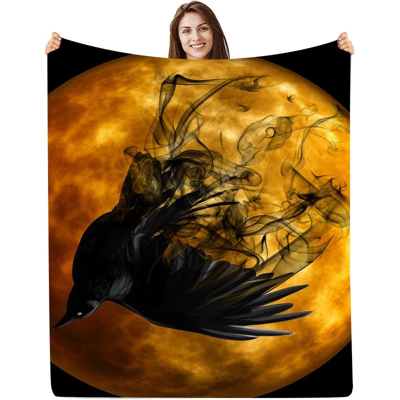 Halloween Floral Bat Skull Polyester Throw Blanket for Couch & Sofa | Home Decor