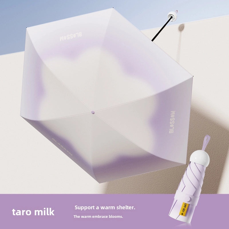 60% Foldable Sun Umbrella Women’s UV Protection Compact Portable Sunscreen Rainproof Dual-Use Mini Card Pocket|Umbrellas & Sun Protection