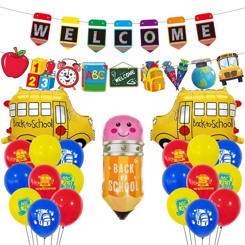 Cartoon Style School Backpack with Car Print and Aluminum Balloon for Home Party | School Supplies