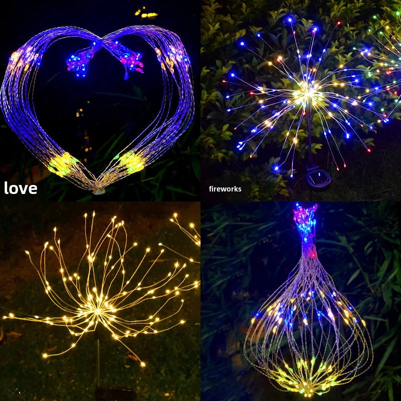 Solar LED Fireworks Dandelion Floor Lamp Waterproof Outdoor Garden Lawn Decor|Outdoor Lighting