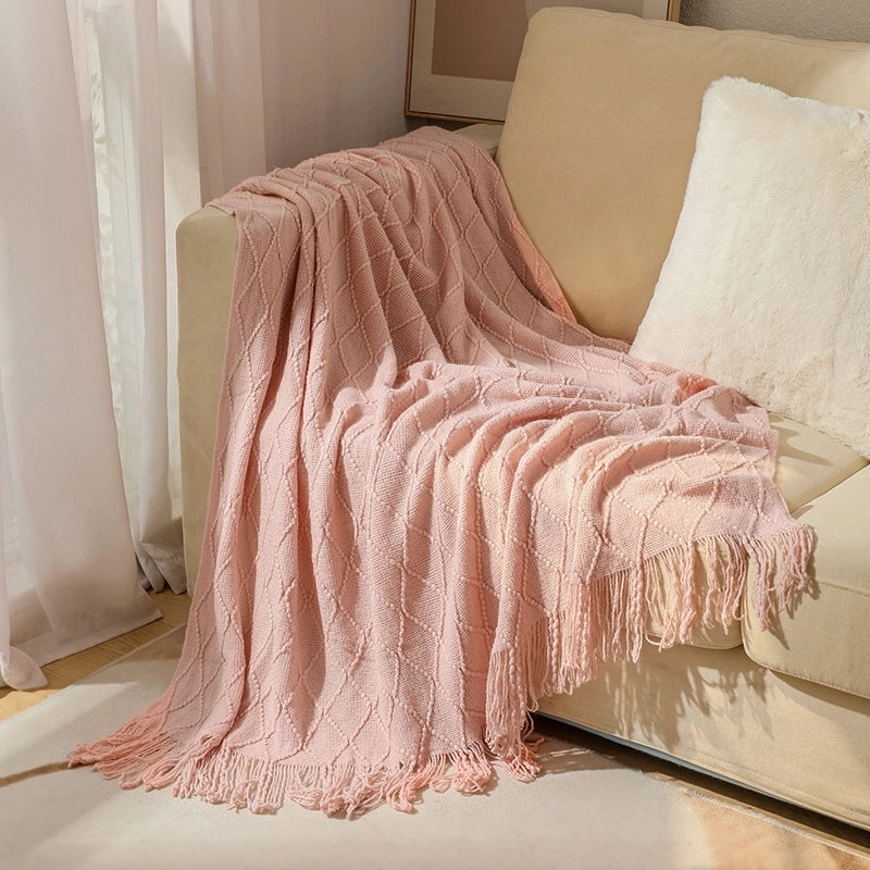 Cozy Solid Color Acrylic Fiber Blanket for Home | Bedding & Blankets