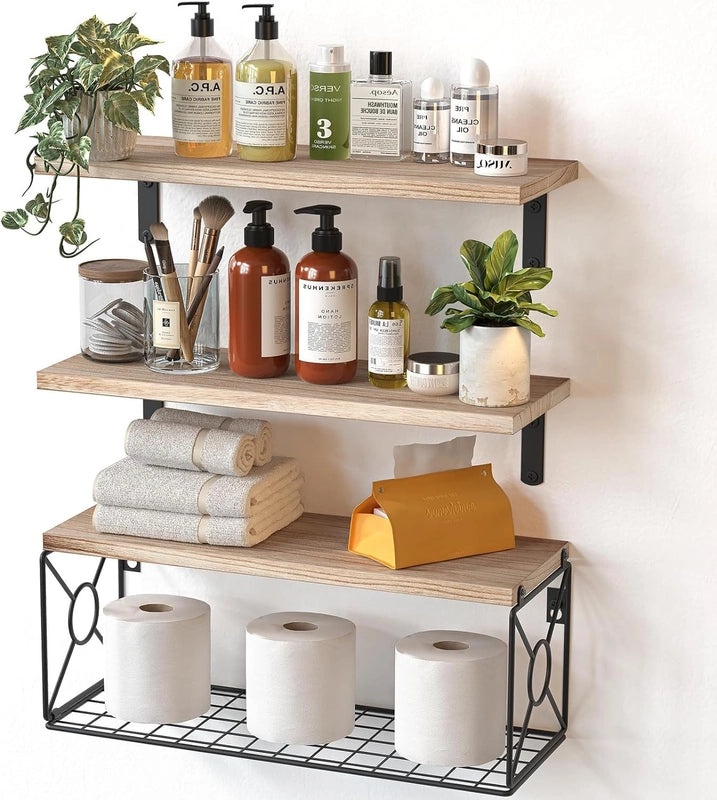 Solid Color Wood and Iron Storage Rack for Kitchen and Bathroom | Kitchen Storage