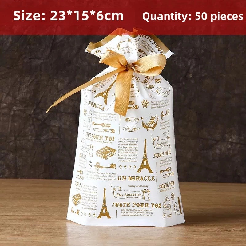 Holiday Snowflake Drawstring Gift Bags for Candy Cookies | Seasonal Packaging