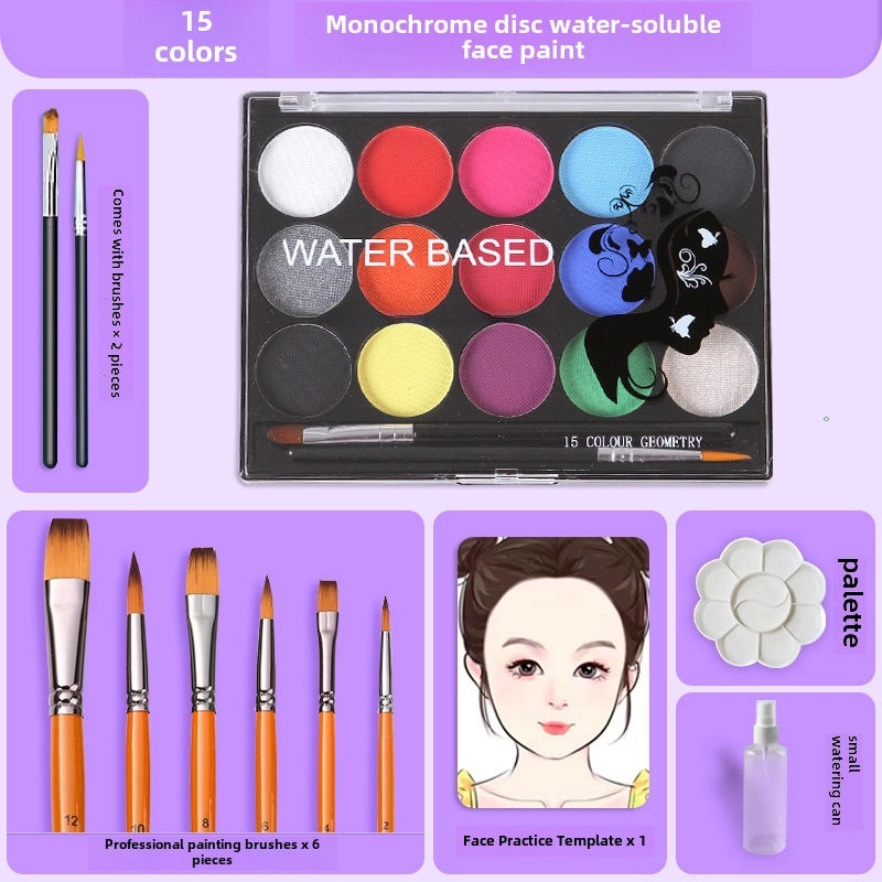 12-Color Face Paint Set for Kids Water-Soluble Safe Halloween Body Makeup|Children's Face Paint & Body Art