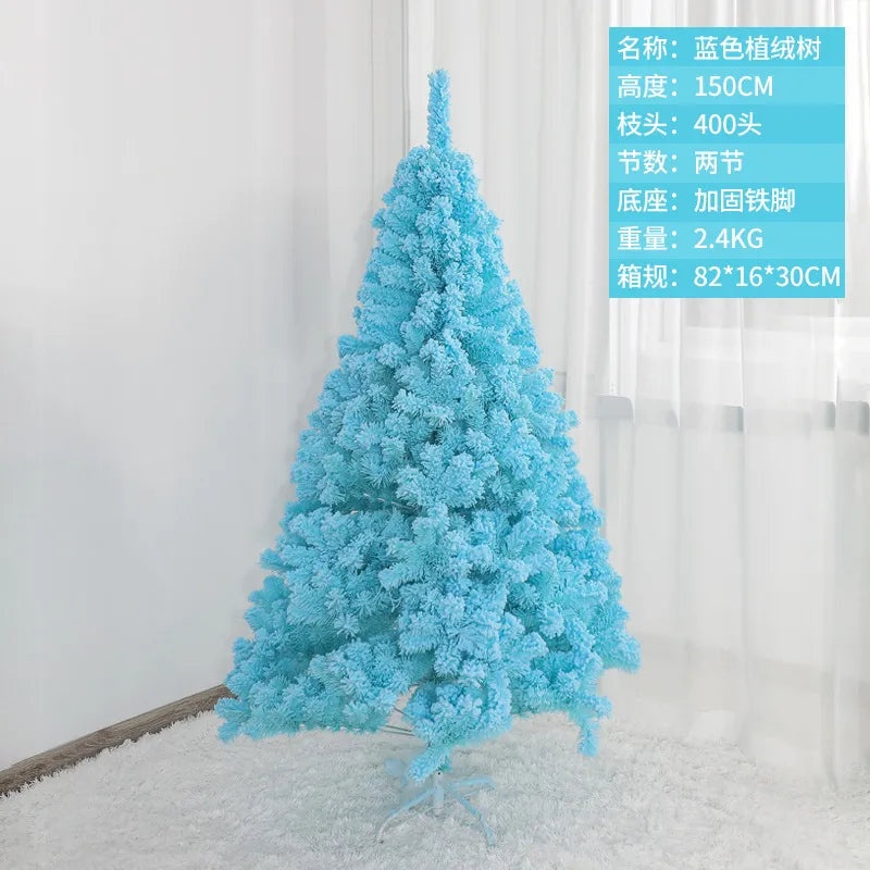 PVC Christmas Tree in Pink Blue Flocking Cedar 60-180cm Desktop Mall Decoration|Holiday Decor