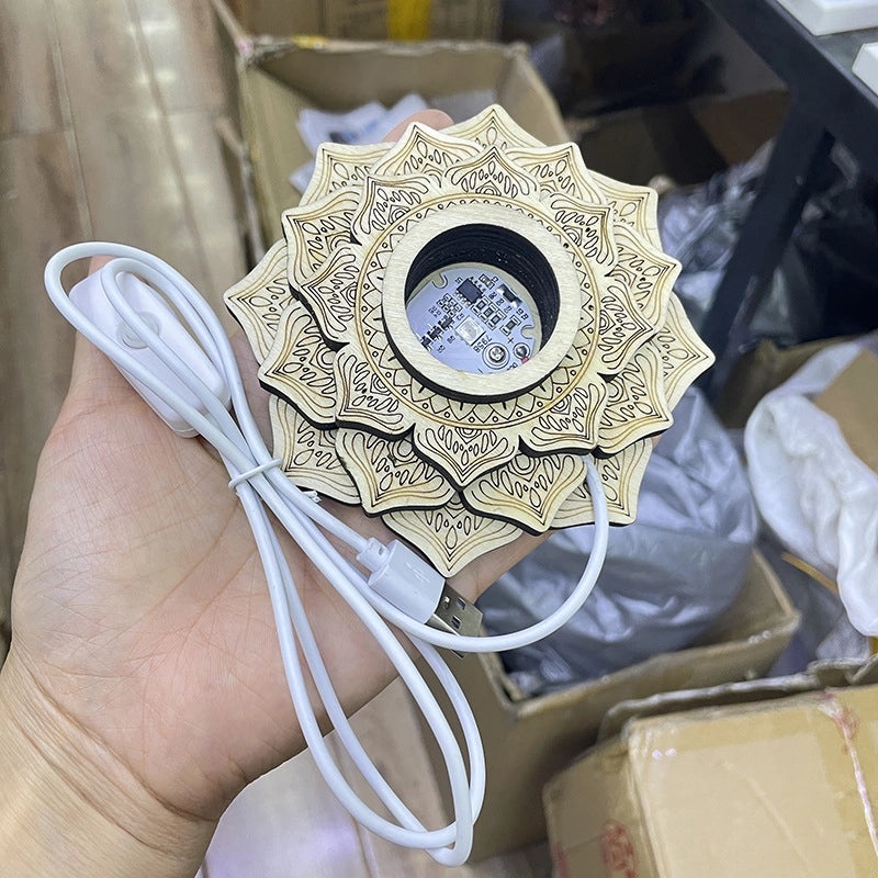 LED Crystal Ball with Wooden Stump Base USB Night Light for Desktop Decoration|Home Decor & Lighting