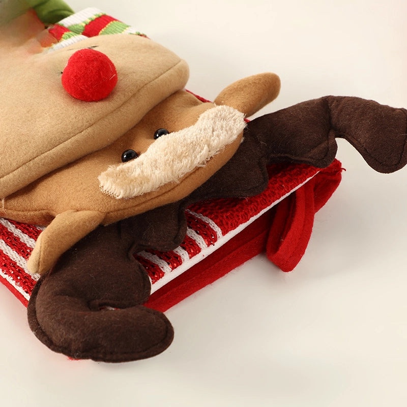 3D Doll Christmas Socks with Tree Bell and Reindeer Pendant | Christmas Home Wall Ornaments | Holiday Decoration Socks|Seasonal Decor