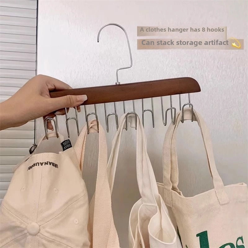 Multi-functional Solid Wood Clothes Hanger with Hooks for Underwear, Vests, Ties | Home Storage & Organization