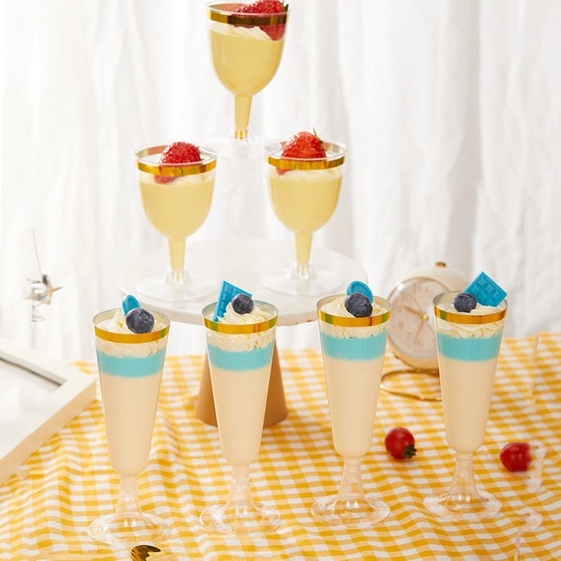 Phnom Penh Clear Plastic Goblet Dessert Cups Disposable Mousse Jelly Pudding Wedding Party Tableware|Disposable Dessert Cups