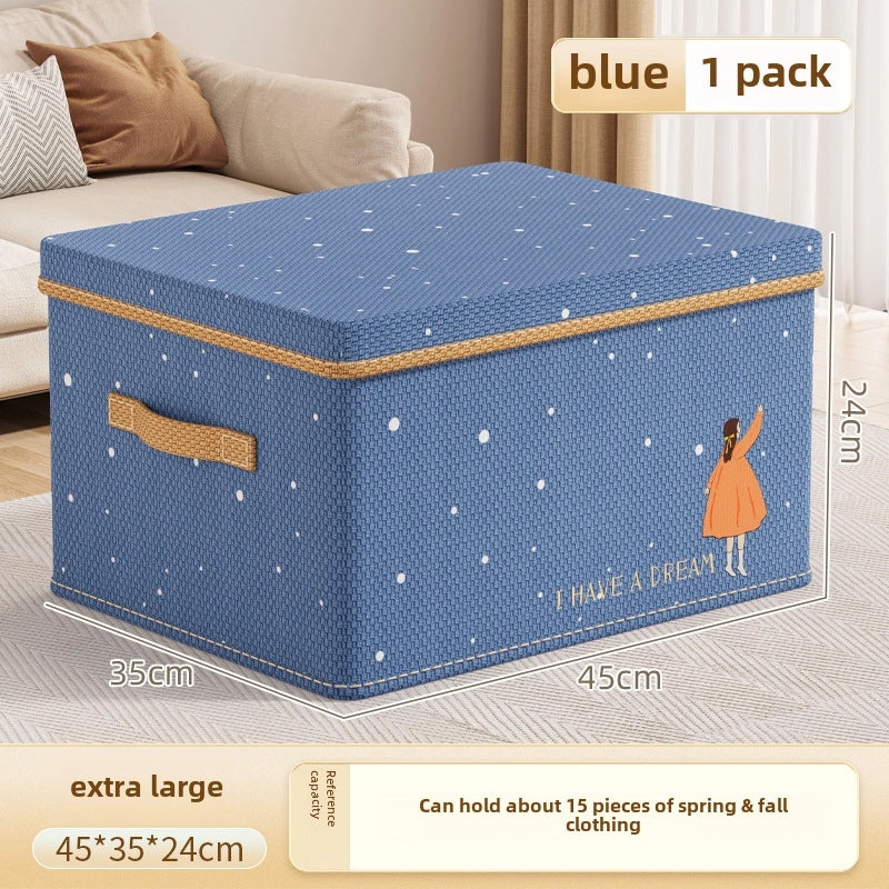 Oxford Blue Striped Oxford Cloth Storage Box for Clothes and Toys | Home Storage & Organization