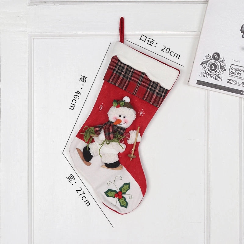 Christmas Stocking Gift Bag Large Santa Snowman Candy Holder Hanging Ornament | Christmas Decorations
