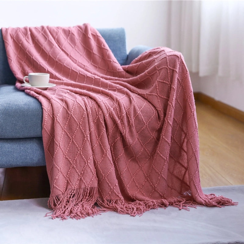 Cozy Solid Color Acrylic Fiber Blanket for Home | Bedding & Blankets