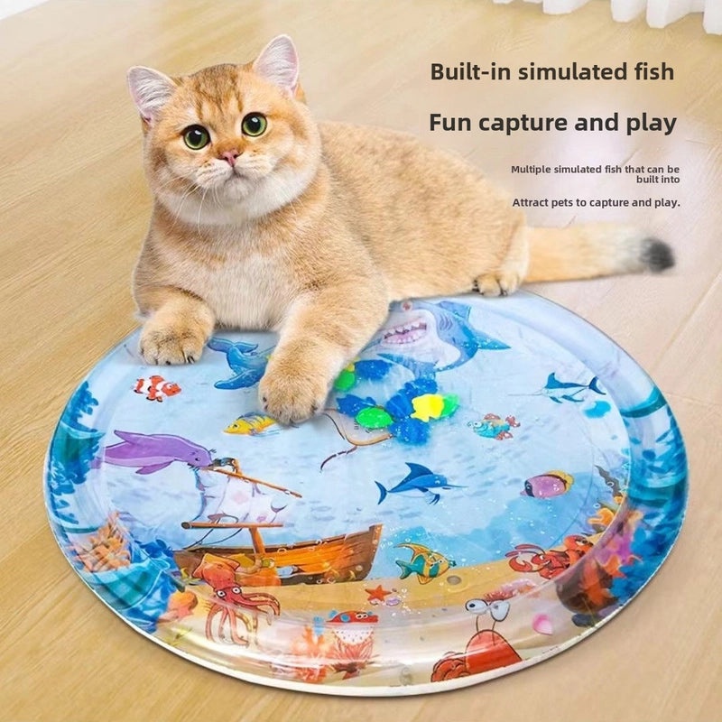 Inflatable Cat and Dog Cooling Water Mat with Fish Toy for Pets|Pet Cooling Accessories