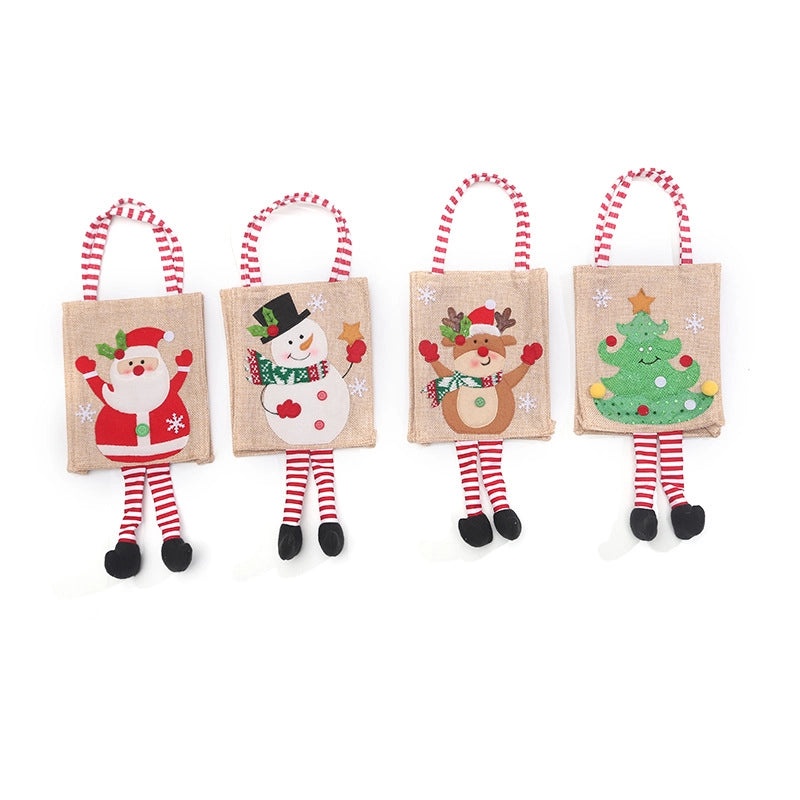 Festive Christmas Gift Bags with Santa Snowman Tree Cartoon Design|Holiday Party Supplies