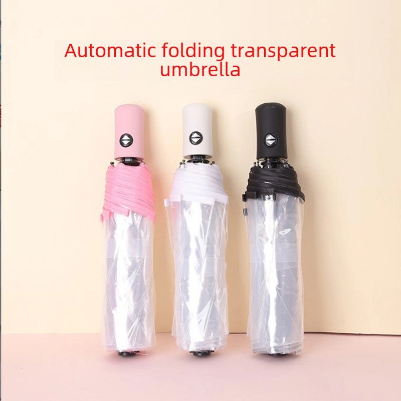 Transparent Automatic Umbrella for Women and Kids Large Clear Rain Protection Printed Logo Customizable|Umbrellas & Rain Gear