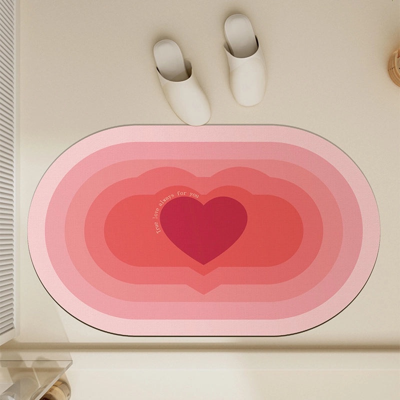 Elegant Heart-Shaped Solid Color Faux Leather Bath Floor Mat|Home Decor Bath Accessories