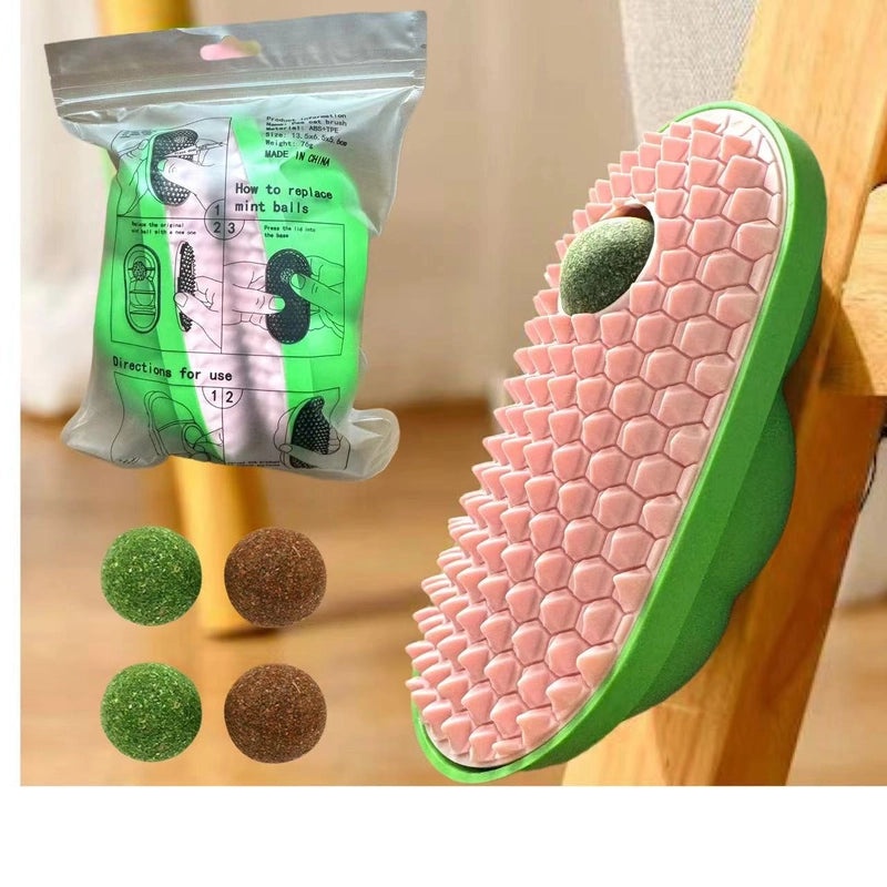 Cat Self-Grooming Hair Rubbing Comb with Mint Ball Toy | Pet Grooming Accessories