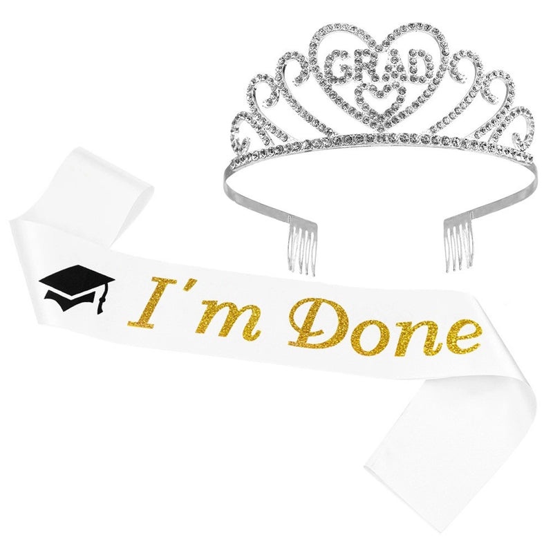 Graduation Season Crown and Shoulder Belt Set for Prom and Party | Accessories & Jewelry