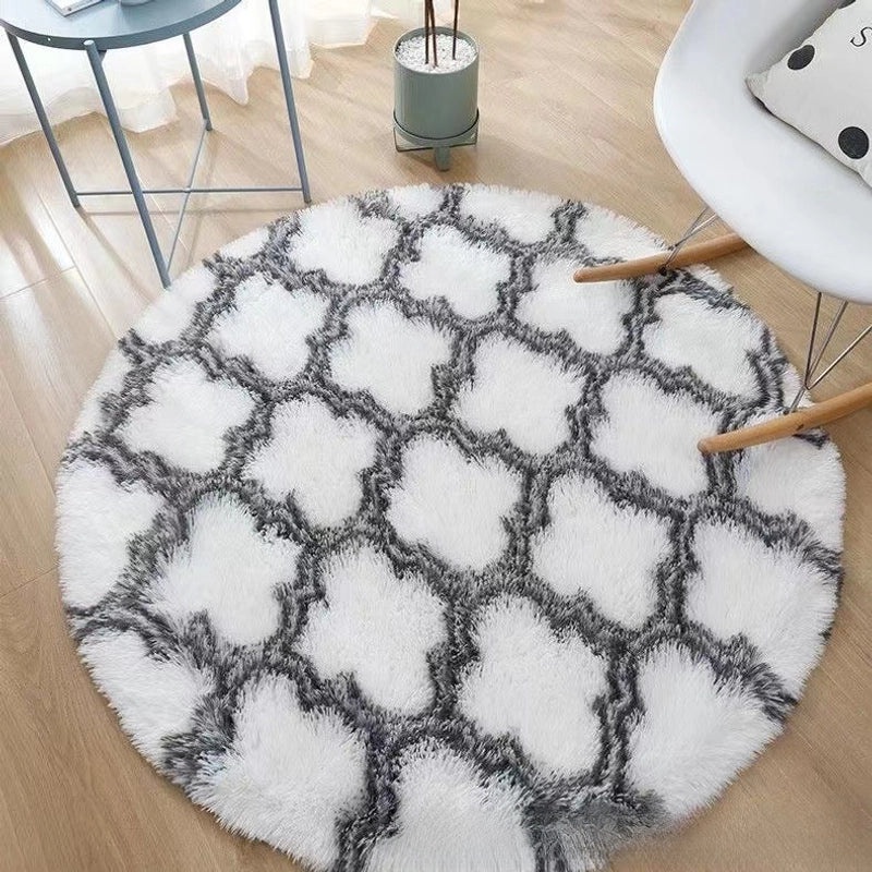 Nordic Style Round Carpet Long Hair Rug for Bedroom Living Room Coffee Table Yoga Fitness Mat with Hanging Basket & Chair Cushion|Home Decor Rugs