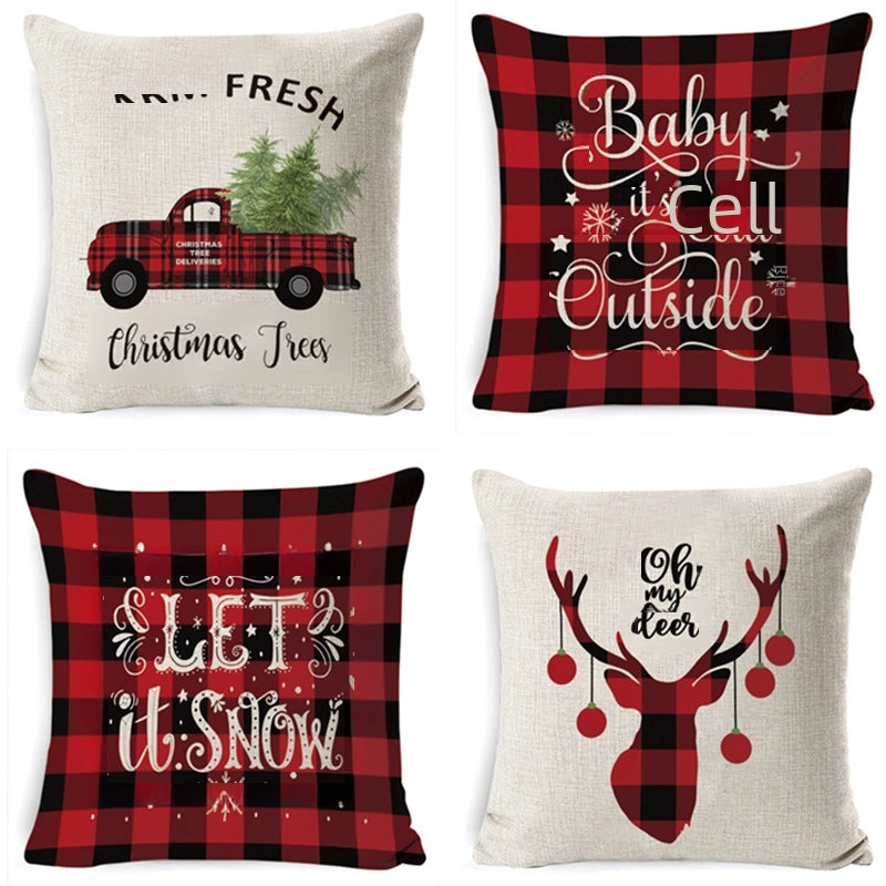 European Style Linen Christmas Pillow Cover for Sofa Cushion Cozy Home Decor|Home Decor & Accessories