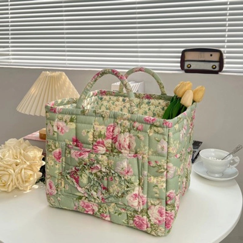Floral Cotton Storage Basket for Home Organization|Home Storage & Organization
