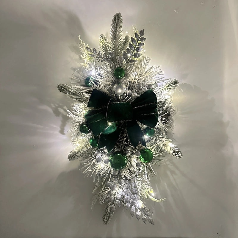 Christmas Flocked Staircase Wreath Nordic Indoor Home Decor Holiday Scene Layout|Christmas Decorations