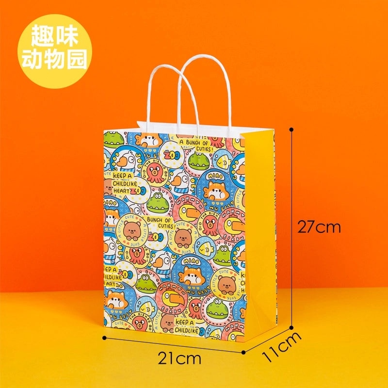 Oil Painting Kraft Paper Tote Bag Custom Gift Bag for Milk Tea Baking Takeaway Student Use|Gift Bags & Packaging