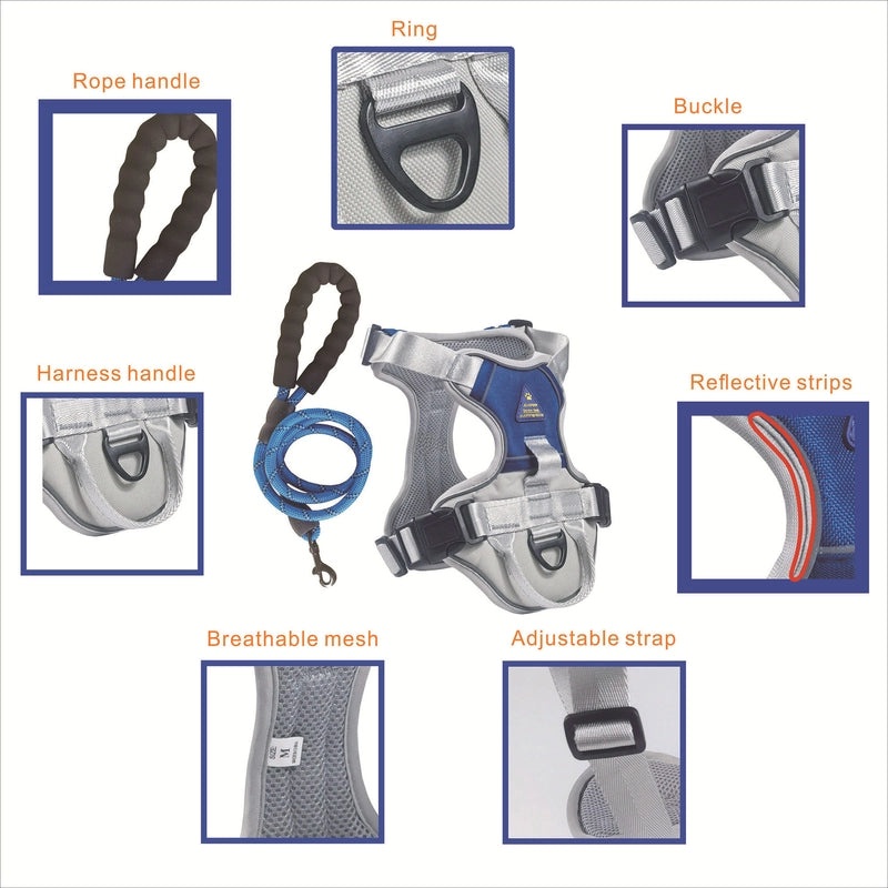 Reflective Breathable Dog Vest Leash Chest Strap Adjustable Cat and Dog Leash|Pet Supplies Leashes & Collars