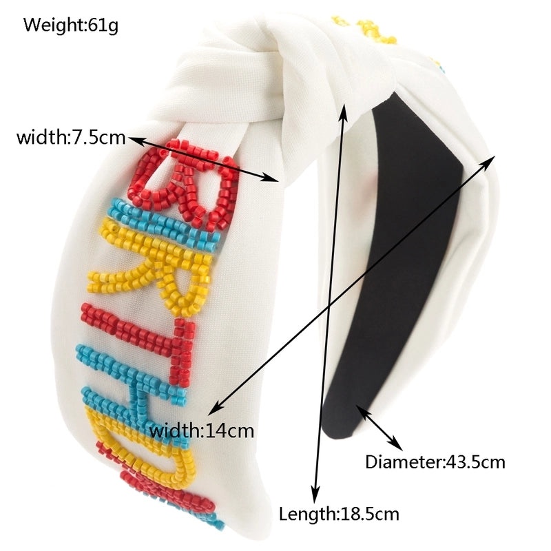 Classic Women's Vacation Beaded Hair Band with Alloy Letters and Cloth Seed Beads|Hair Accessories