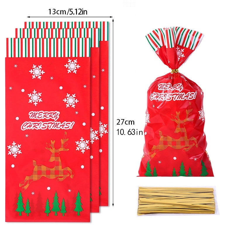 Christmas Candy Packaging Bag with Santa Claus and Snowflake Design|Holiday Gift Bags
