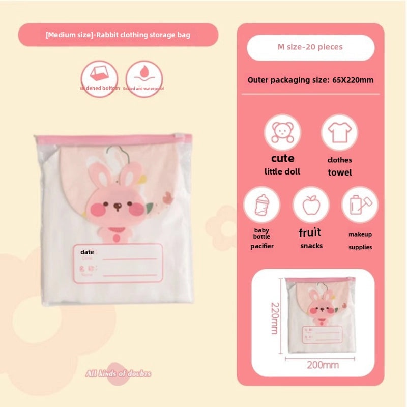 Cartoon Transparent Zipper Storage Bag for Kids Kindergarten Clothes | Kids Storage Bags