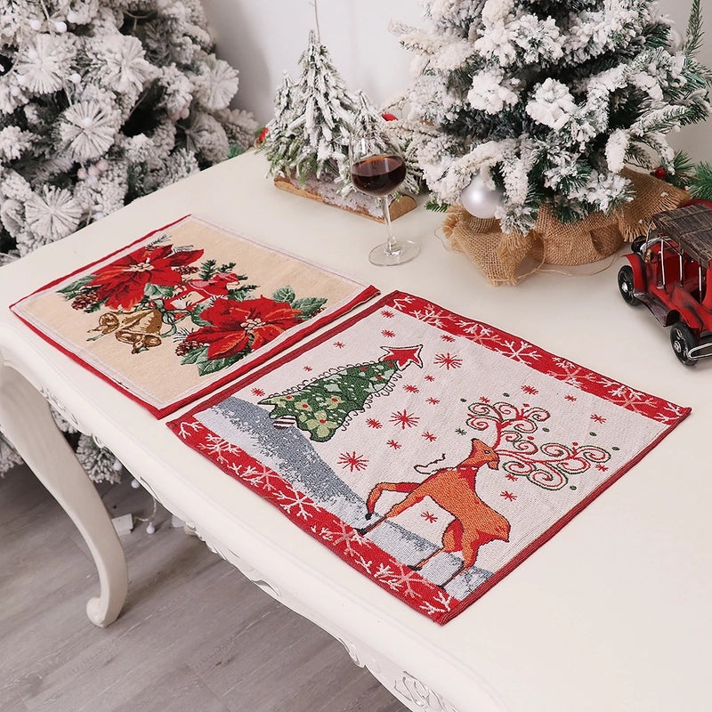Nordic Christmas Snowflake Knit Placemat IG Style Printed Party Festival Table Mat|Home Decor Table Linens