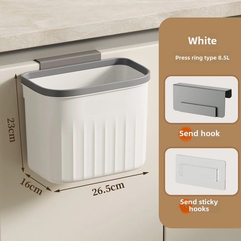 Plastic Wall-Mounted Trash Bin with Pressure Ring for Kitchen and Bathroom Storage|Home & Kitchen Storage