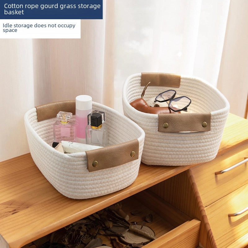 Large Cotton Rope Storage Basket for Home Desktop Organizer | Home Storage & Organization