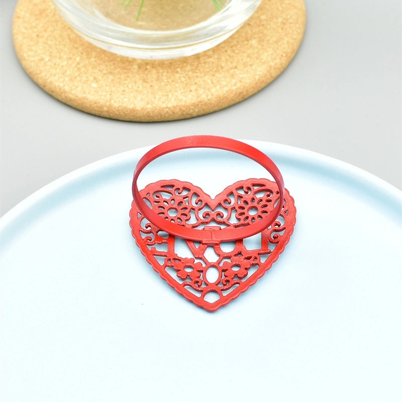 Elegant Red Heart Alloy Date Decoration for Valentine's Day | Home Decor