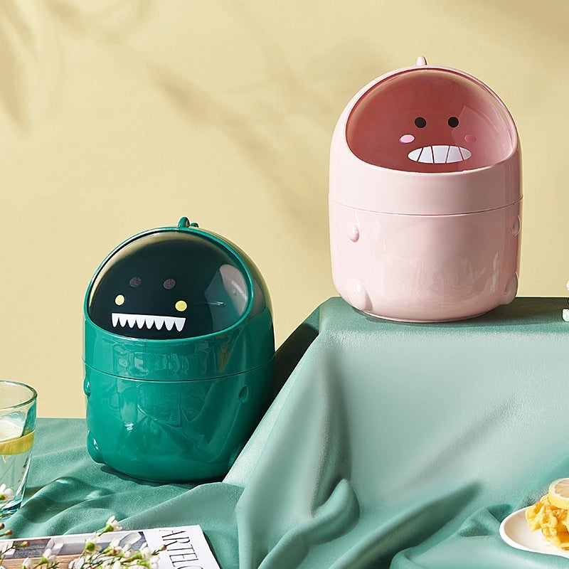 Cute Mini Desktop Trash Can with Lid for Office Table Home Living Room Coffee Table | Home & Office Accessories