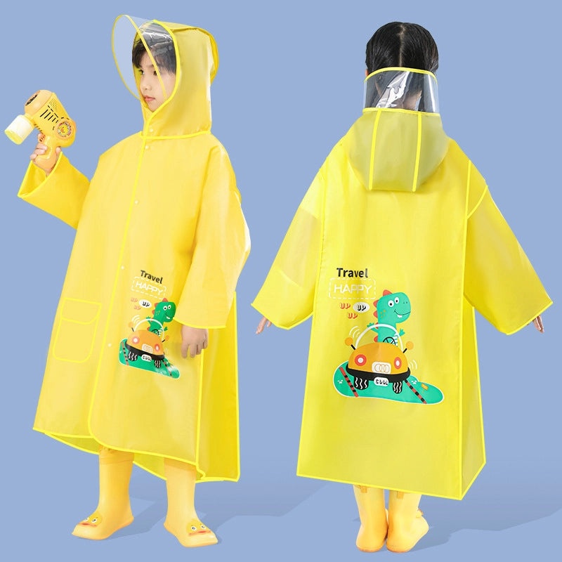 Kids EVA Raincoat with Backpack Slot Cartoon School Poncho for Boys and Girls Full Body Waterproof Outerwear|Children's Raincoats