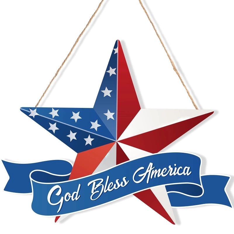 Japanese US Independence Day Wooden Five-pointed Star Bald Eagle Door Pendant | Home Decor