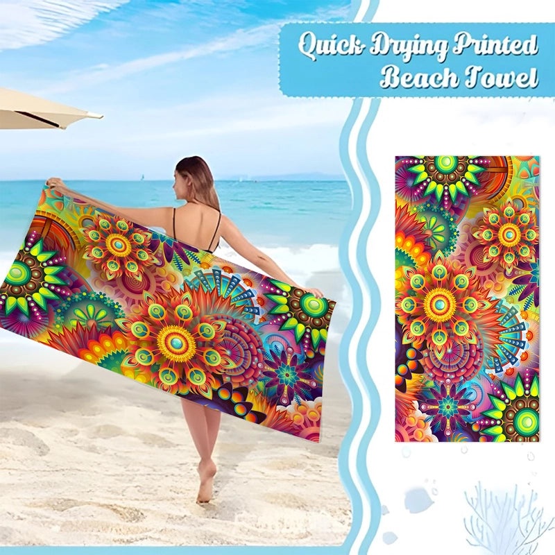 Geometric Patterned Superfine Fiber Beach Towel for Casual Use|Beach Towels & Accessories