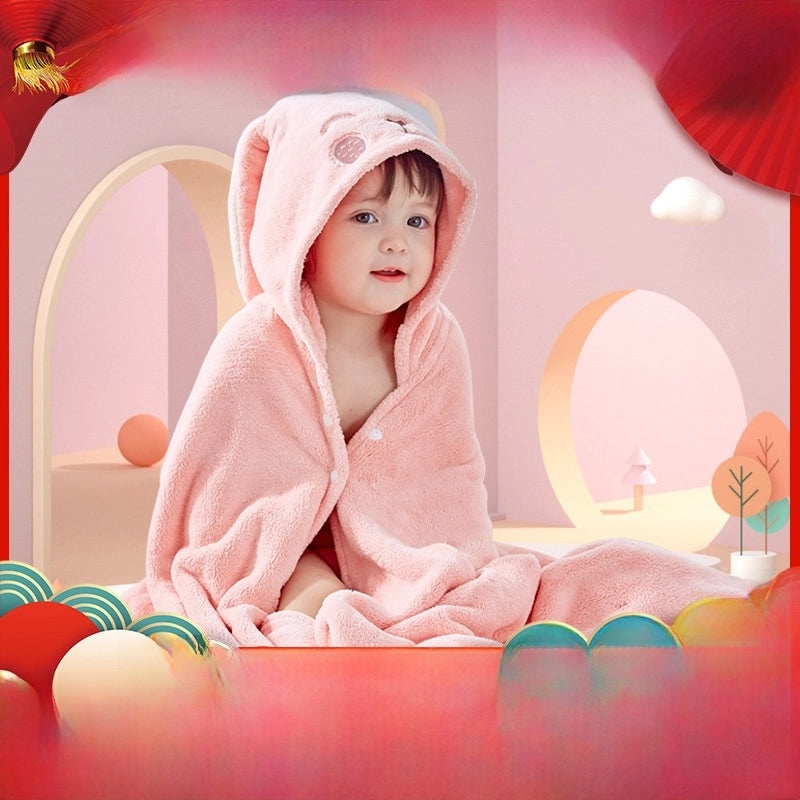 Kids Hooded Bath Towel Cartoon Quick-Dry Baby Bathrobe Soft Hooded Cloak for Children|Baby Bath Towels & Robes