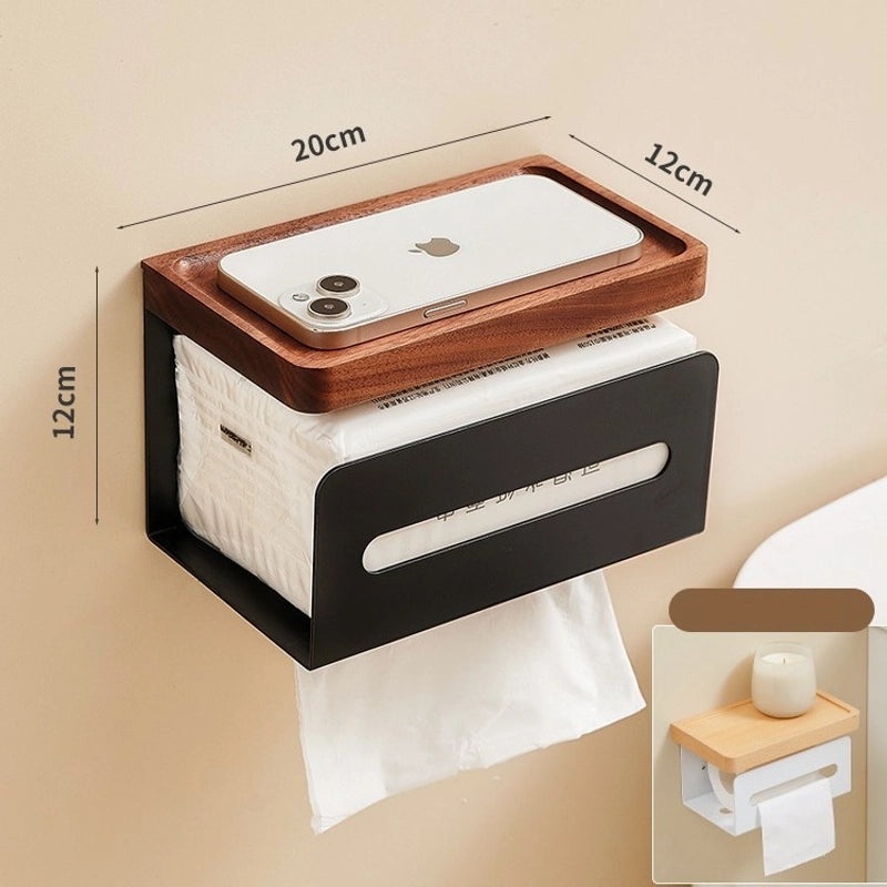 Elegant Solid Color Wooden and Aluminum Tissue Dispenser | Home & Living Accessories