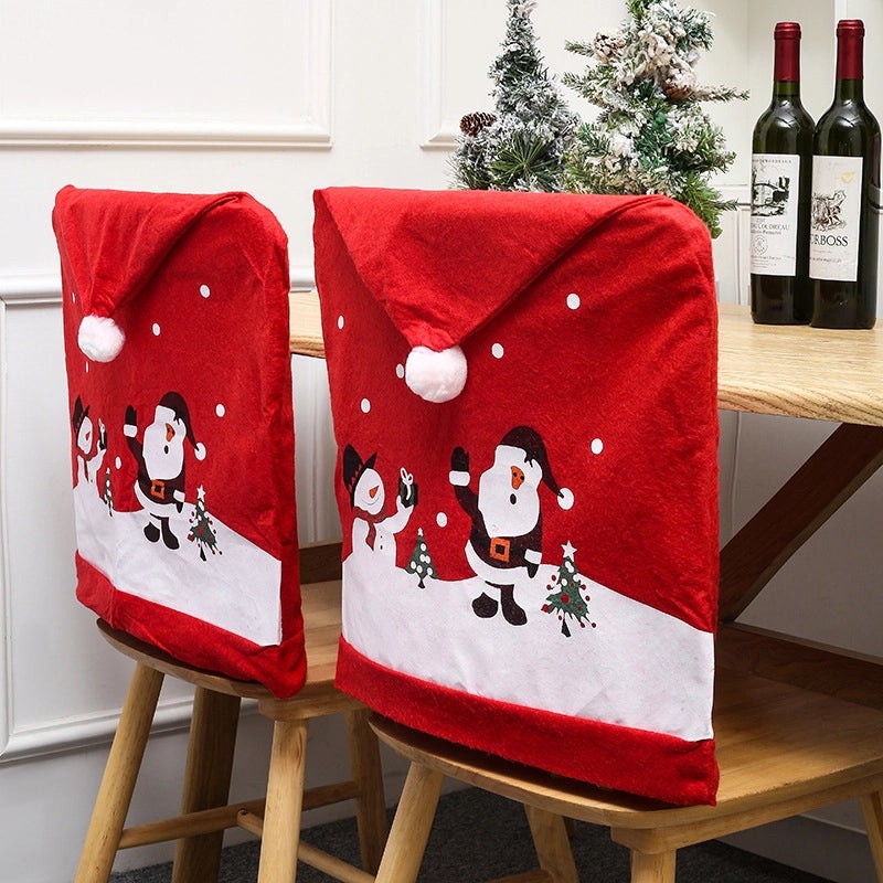Christmas Cute IG Style Holiday Chair Cover with Christmas Tree Santa Claus Snowman | Christmas Decorations