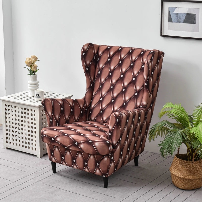 Elastic Four Seasons Tiger Print Wingback Chair and Sofa Cover All-Inclusive American Style|Home Decor & Furniture