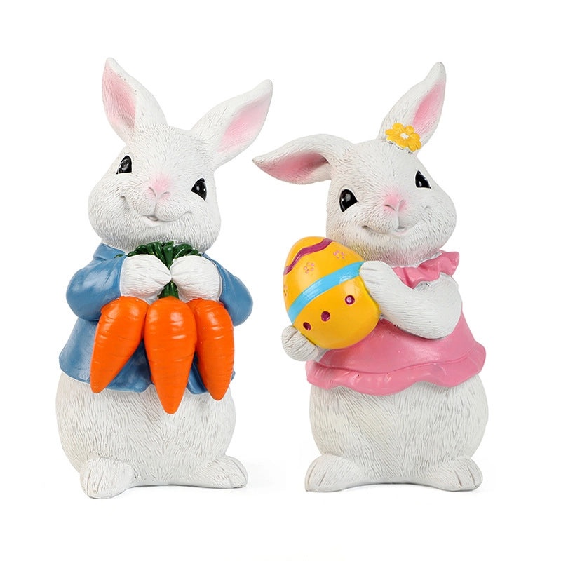 Easter Bunny Resin Figurine Cartoon Style Spring Holiday Table Decor 1 Piece|Home Decor