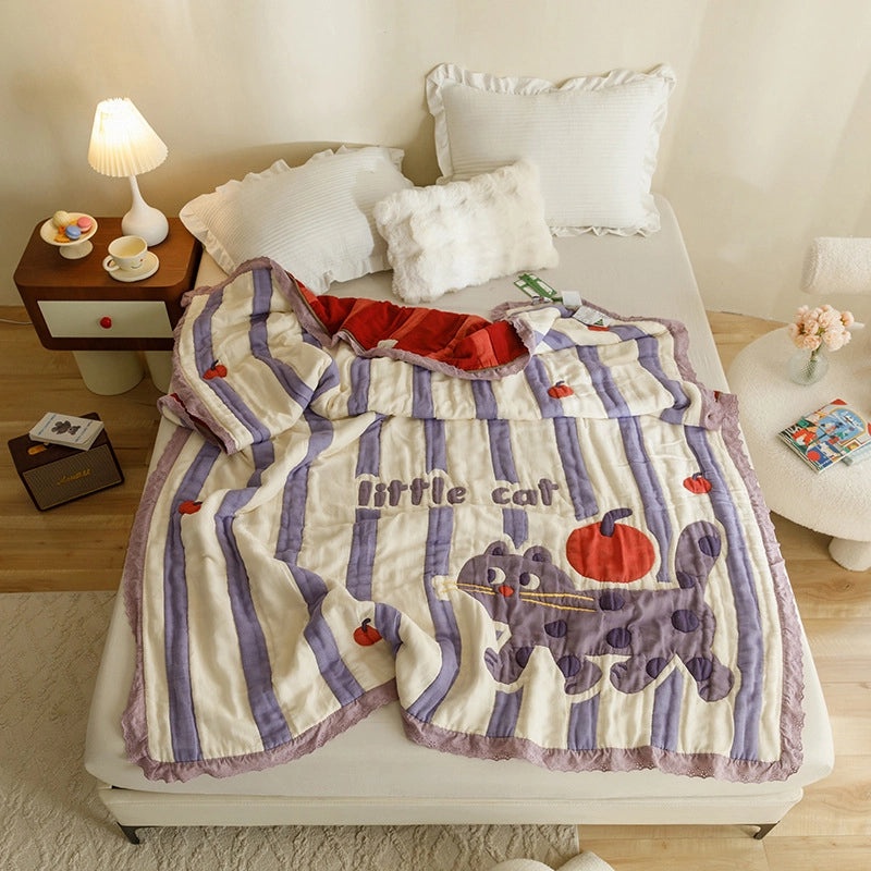 Adorable Cartoon Animal Cotton Summer Blanket for Kids|Home & Bedding