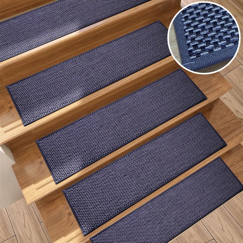 Japanese-style Non-slip Staircase Mat Imitation Linen Knitted Step Mat TPR Self-adhesive Silent Mat|Home Decor & Safety Accessories